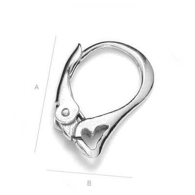G0119-Leverback tortita cercei din argint cu inimioara 16mm 1 buc - bijuterii personalizate din argint | simoshop