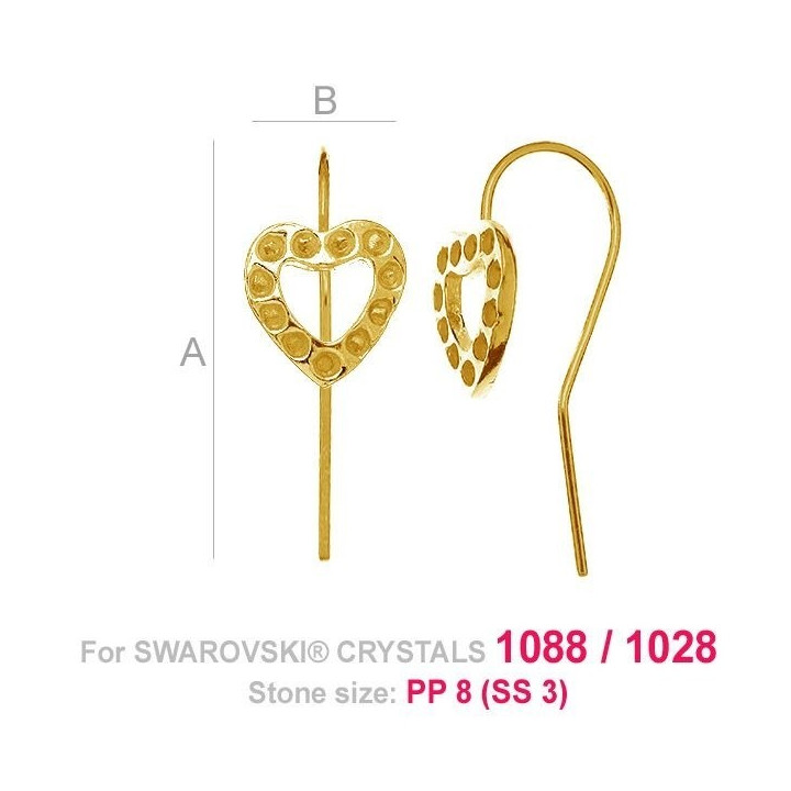 G1547-Tortita deschisa - model inimioara cu loc pentru 11 cristale swarovski PP10  - 1buc - bijuterii personalizate din argint |