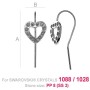 G1547-Tortita cercei din argint inimioara cu loc pentru 11 cristale swarovski PP10 - 1buc - bijuterii personalizate din argint 