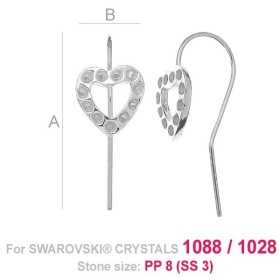 G1547-Tortita cercei din argint inimioara cu loc pentru 11 cristale swarovski PP10 - 1buc - bijuterii personalizate din argint 