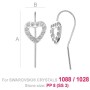 G1547-Tortita cercei din argint inimioara cu loc pentru 11 cristale swarovski PP10 - 1buc - bijuterii personalizate din argint 