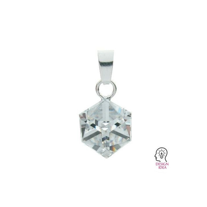 G0128-Agatatoare pandantiv Swarovski Cube 4841 de 6mm - bijuterii personalizate din argint | simoshop