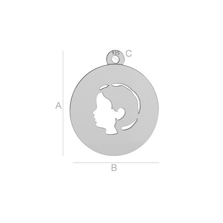 G1570-Charm triunghi din argint cu 3 gauri 11,5x13mm