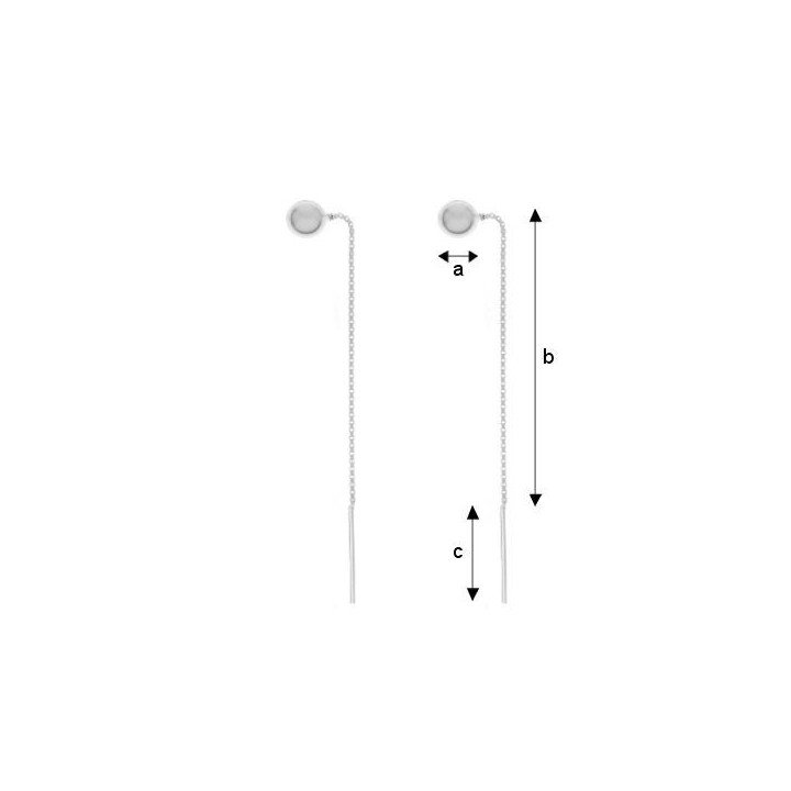 G1651-Cercei lantisor de 51mm cu biluta de 5mm-1buc - bijuterii personalizate din argint | simoshop