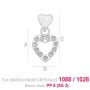 G1658- Pandantiv inimioara cu agatatoare si loc pentru 11 cristale swarovski PP9 - 1buc - bijuterii personalizate din argint |