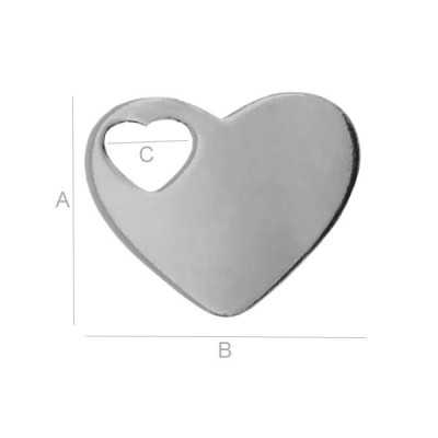 G1674-N-Charm inimioara argint 925 15.70x17.60mm 0.4mm 1 buc - bijuterii personalizate din argint | simoshop