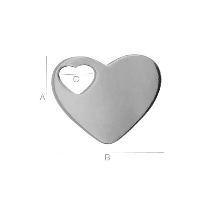 G1674-N-Charm inimioara argint 925 15.70x17.60mm 0.4mm 1 buc - bijuterii personalizate din argint | simoshop