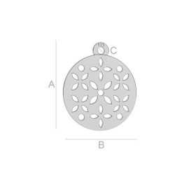 Charm bănuț floral argint 925 - model perforat