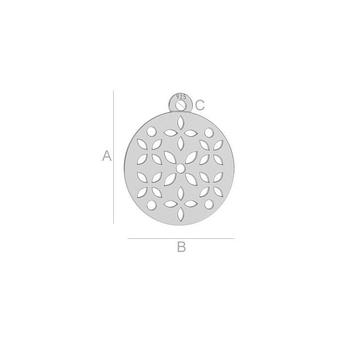 G1679-Charm banut argint 925  perforat 15MM - bijuterii personalizate din argint | simoshop