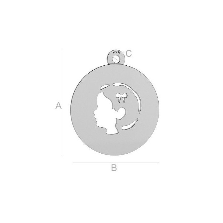 G1765-Banut chip fetita din argint cu 16x14mm - bijuterii personalizate din argint | simoshop