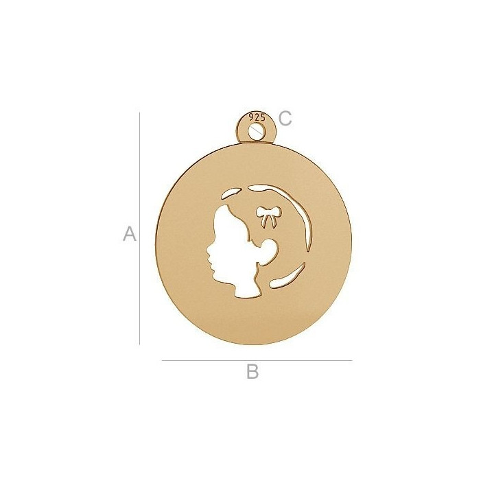 G1765-Banut chip fetita din argint cu 16x14mm - bijuterii personalizate din argint | simoshop