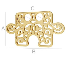 AU003-Piesa puzzle din aur 585 14k 11x19mm grosime 0.3mm - bijuterii personalizate din argint | simoshop