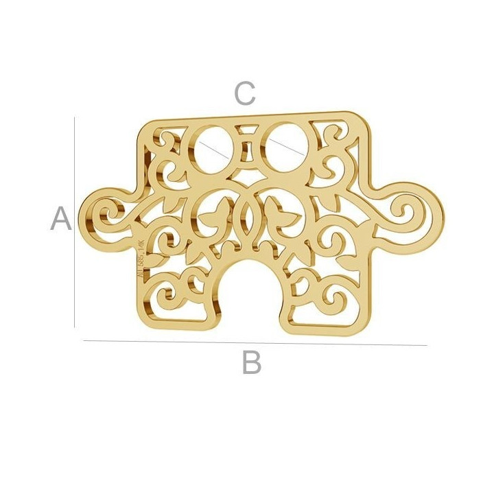 AU003-Piesa puzzle din aur 585 14k 11x19mm grosime 0.3mm - bijuterii personalizate din argint | simoshop