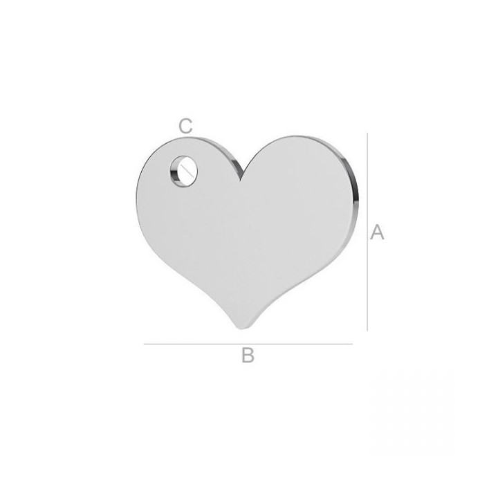 G1784-Charm inimioara argint 925 9.50x12mm 1 buc