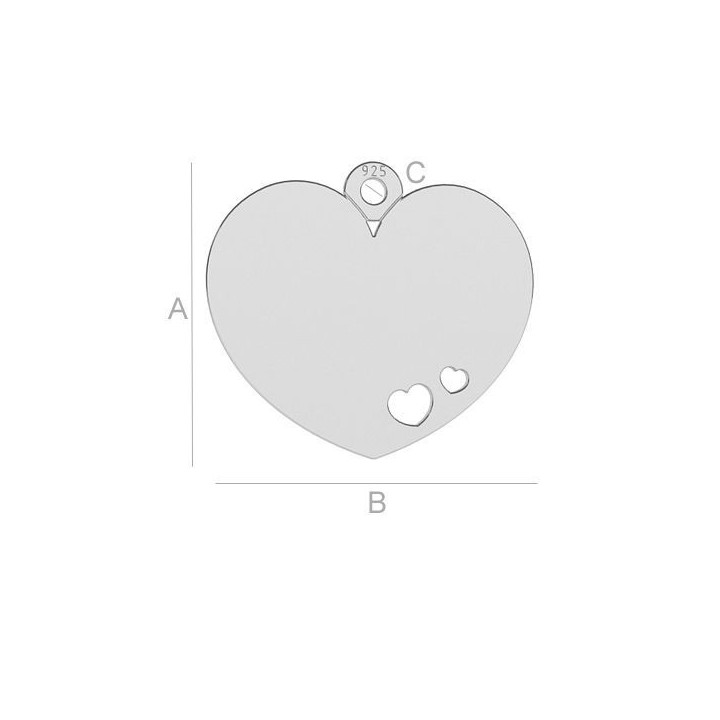 G1785-Charm inimioara argint 14x15.50mm 1 buc