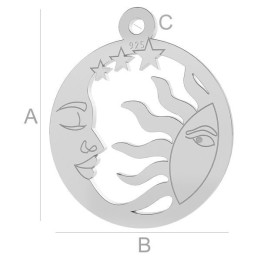 G1803-Charm Luna Soare argint 16MM 1 buc