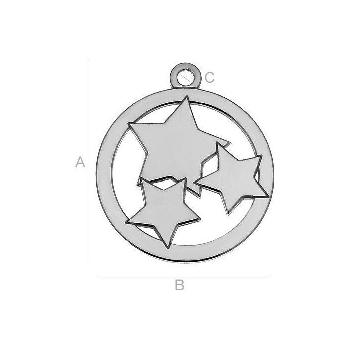 G1803-Charm Luna Soare argint 16MM 1 buc