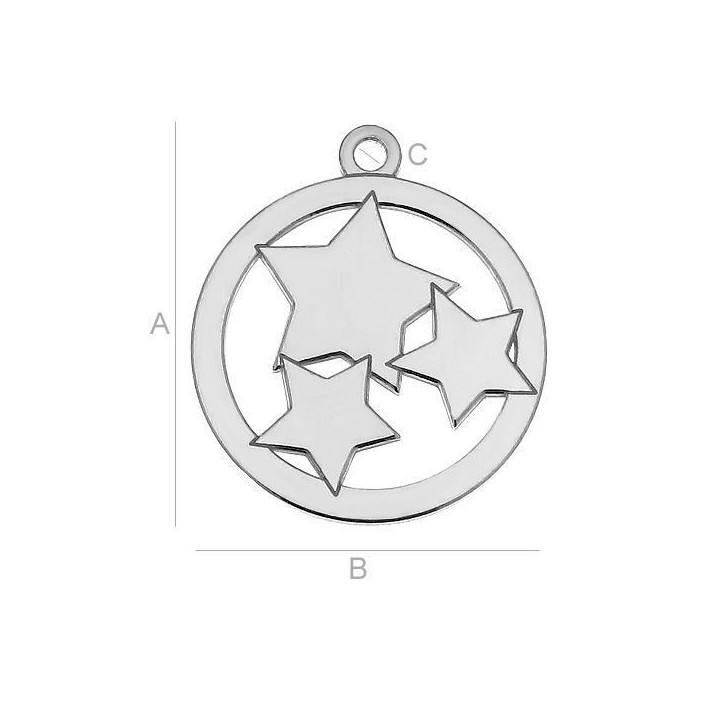 G1803-Charm Luna Soare argint 16MM 1 buc