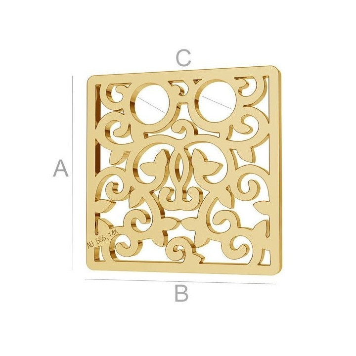 AU010-Patrat din aur 585 14k 12mm grosime 0.3mm - bijuterii personalizate din argint | simoshop