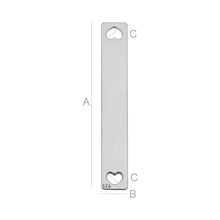 G1565-Charm placheta din argint cu 1 gaura 25x4,5mm