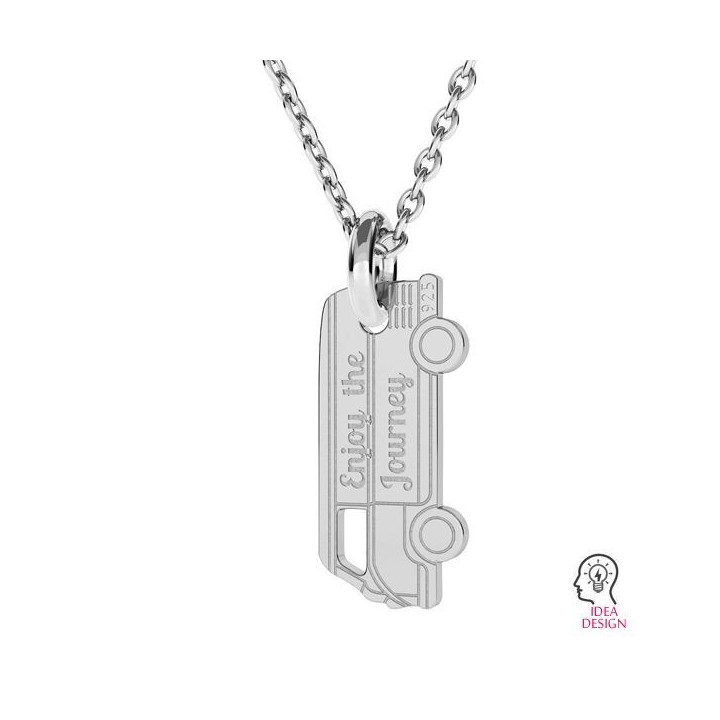 G0207-Charm link microbuz din argint 925 14x6.5mm 1 buc