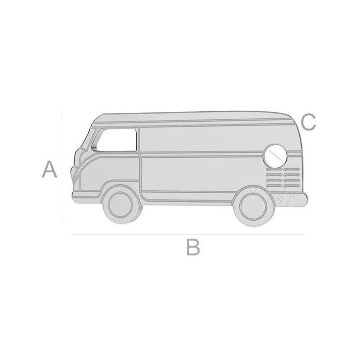 G0207-Charm link microbuz din argint 925 14x6.5mm 1 buc