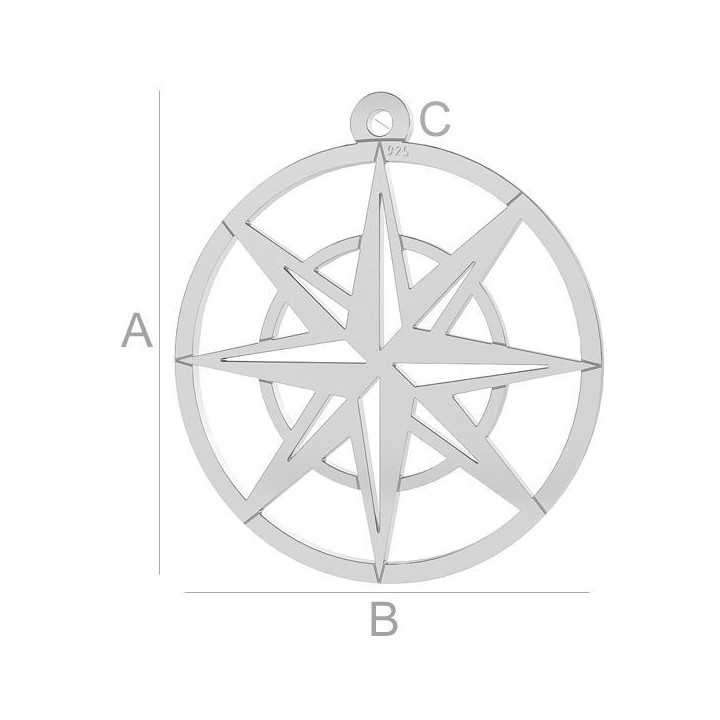 G0899-Charm Busola argint 925 19MM-1 buc