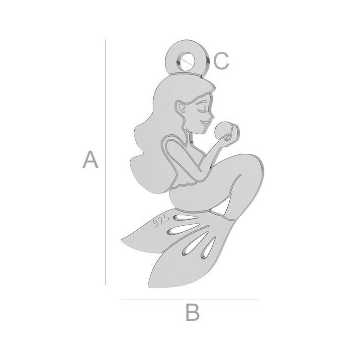 G0960-Charm Sirena Argint 925-16.50MM-1buc