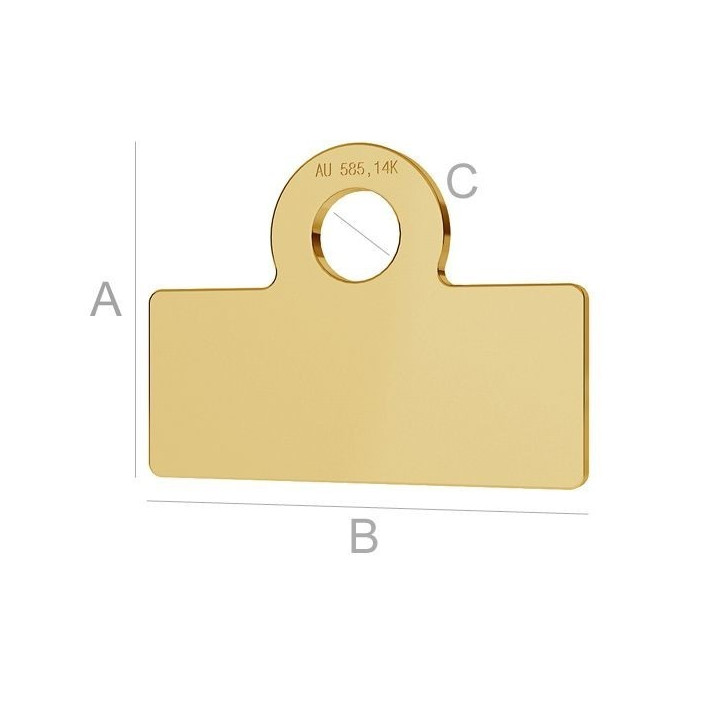 G1833-Pandantiv dreptunghi aur 14k 585 15MM-1buc