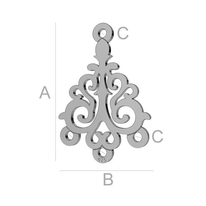 G0275-Chandelier argint 925 18x12mm 1 buc - bijuterii personalizate din argint | simoshop