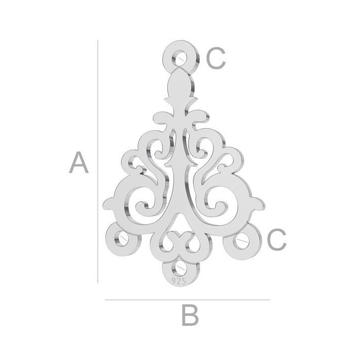 G0275-Chandelier argint 925 18x12mm 1 buc - bijuterii personalizate din argint | simoshop