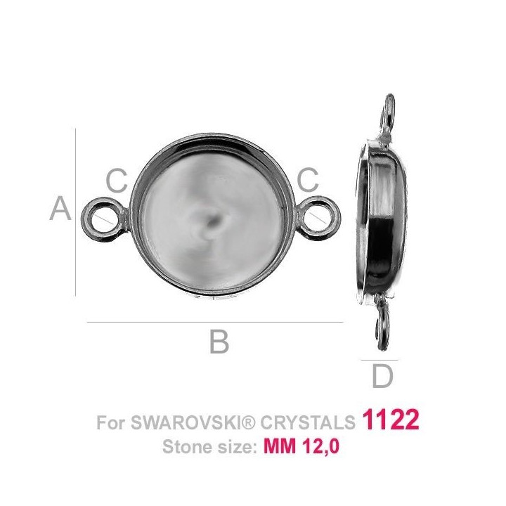 G0669-Baza Link Argint 925 Swarovski Rivoli 1122 12mm-1 buc
