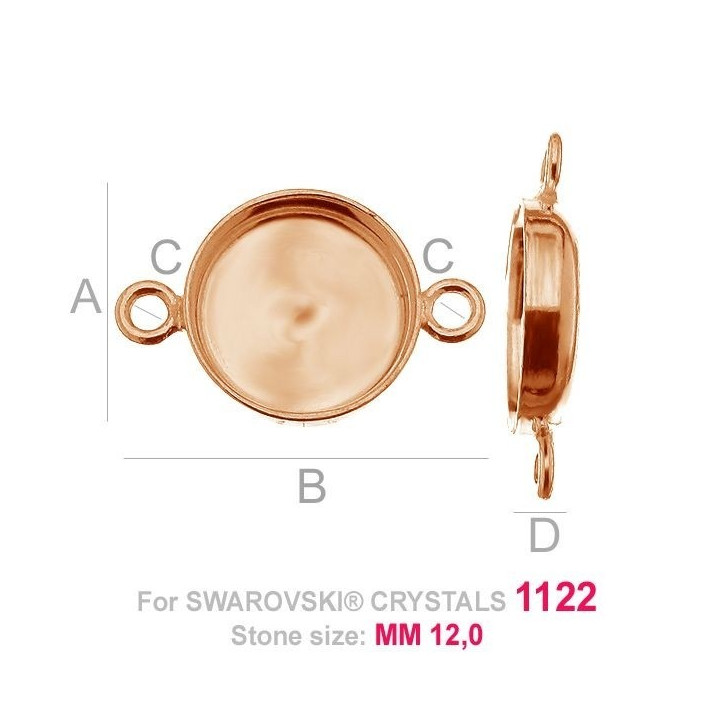 G0669-Baza Link Argint 925 Swarovski Rivoli 1122 12mm-1 buc