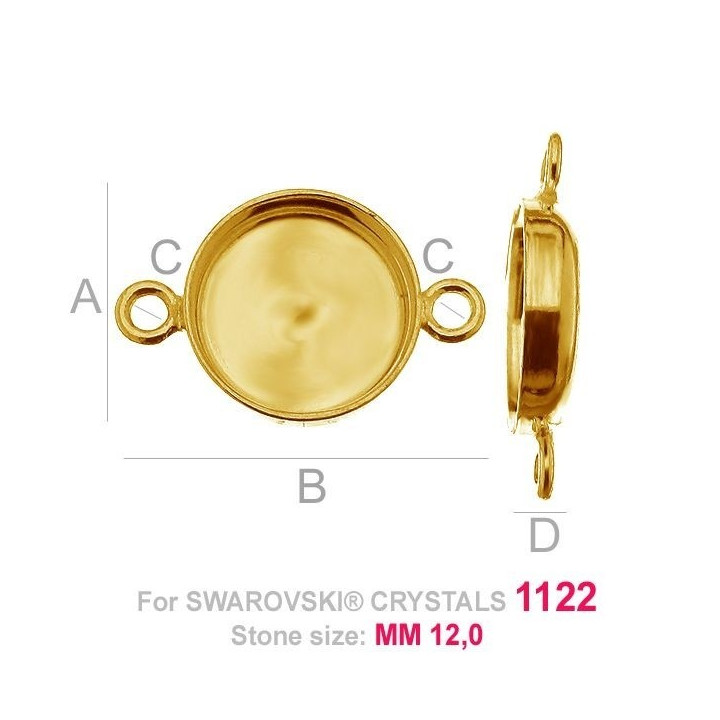 G0669-Baza Link Argint 925 Swarovski Rivoli 1122 12mm-1 buc
