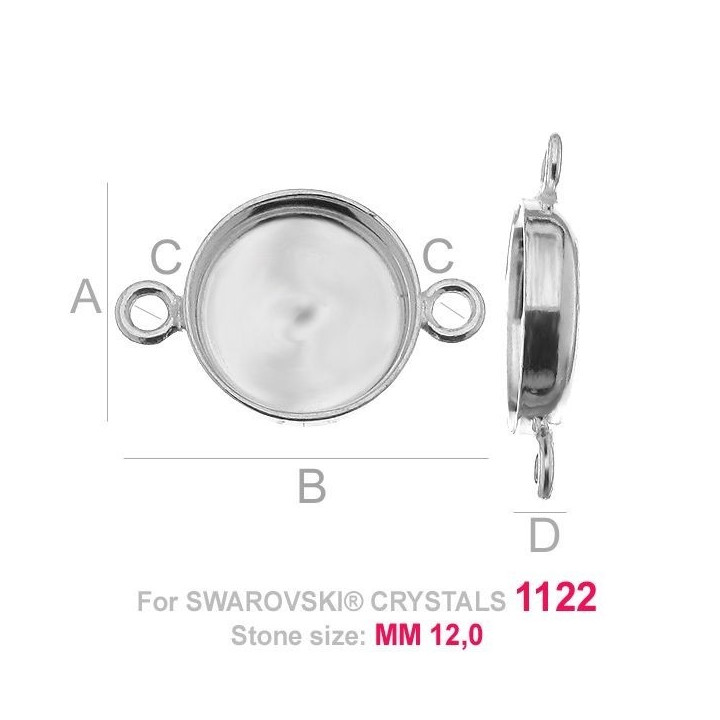 G0669-Baza Link Argint 925 Swarovski Rivoli 1122 12mm-1 buc