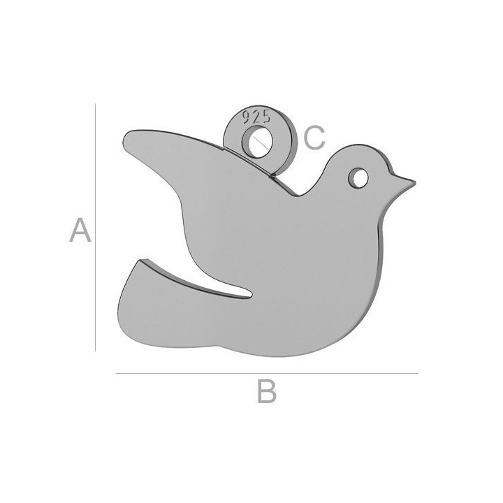 G0366-Charm porumbel argint 925 12.90MM-1buc