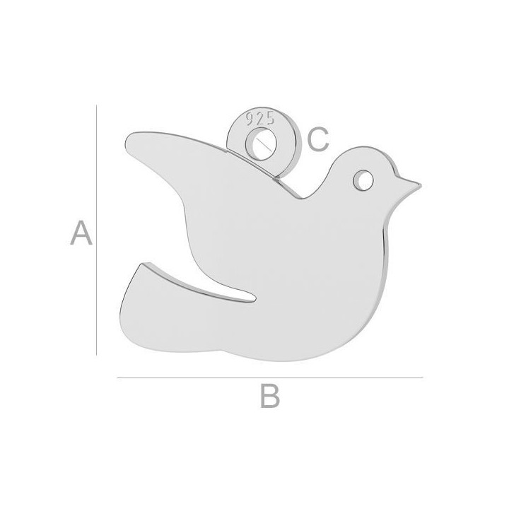 G0366-Charm porumbel argint 925 12.90MM-1buc