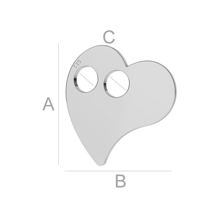 G1854-Charm argint 925 inimioara cu doua gauri-1buc