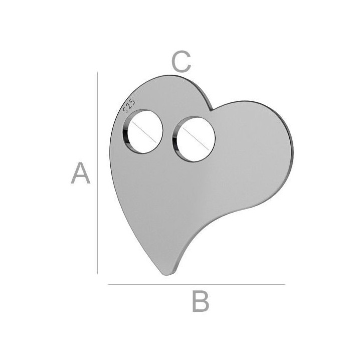 G1854-Charm argint 925 inimioara cu doua gauri-1buc