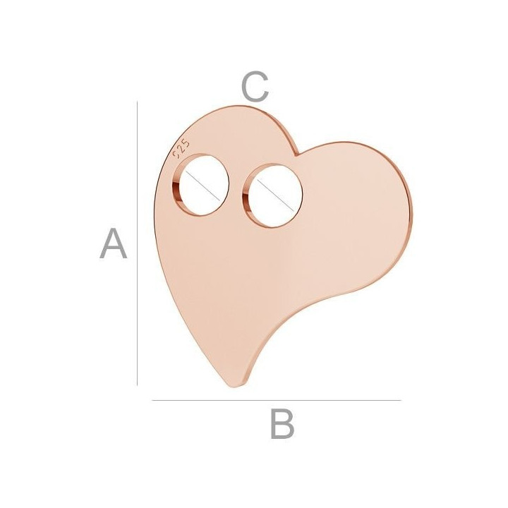 G1854-Charm argint 925 inimioara cu doua gauri-1buc
