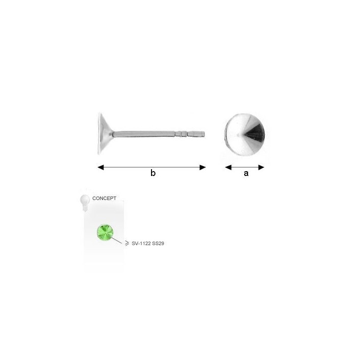 G0187-Tije cu platou pentru Swarovski Rivoli 6mm SS29 1 buc - bijuterii personalizate din argint | simoshop