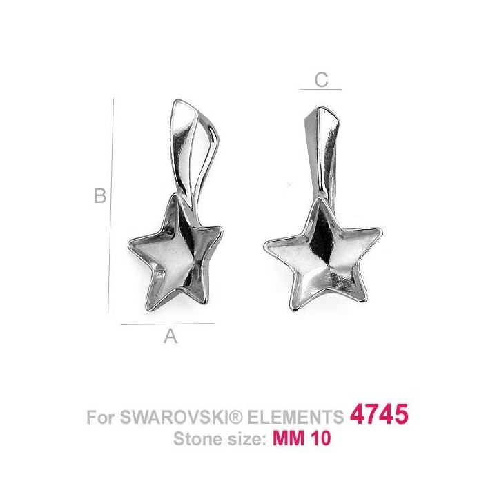 G0132-Baza pandantiv pentru Swarovski Star 4745 10mm - bijuterii personalizate din argint | simoshop