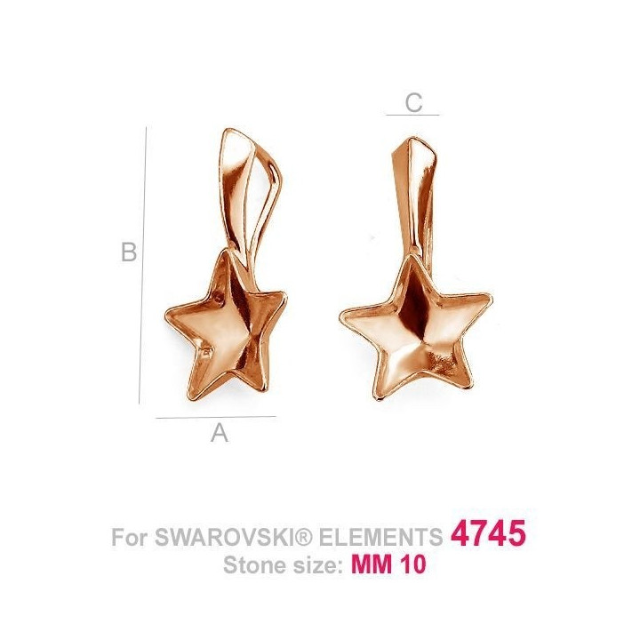 G0132-Baza pandantiv pentru Swarovski Star 4745 10mm - bijuterii personalizate din argint | simoshop