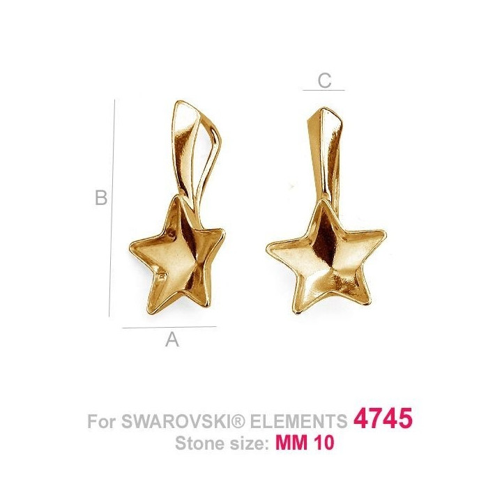 G0132-Baza pandantiv pentru Swarovski Star 4745 10mm - bijuterii personalizate din argint | simoshop