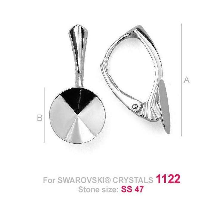 G1885-Leverback Swarovski Rivoli SS47 11mm 1 bucata - bijuterii personalizate din argint | simoshop