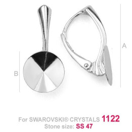 G1885-Leverback Swarovski Rivoli SS47 11mm 1 bucata - bijuterii personalizate din argint | simoshop