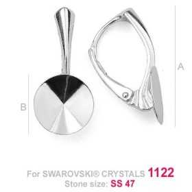 G1885-Leverback Swarovski Rivoli SS47 11mm 1 bucata - bijuterii personalizate din argint | simoshop