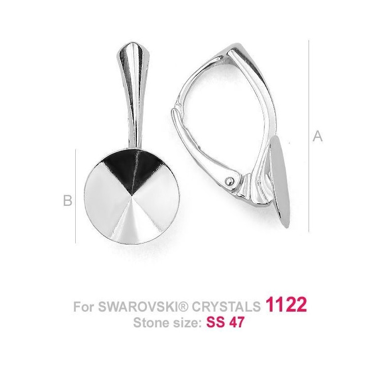 G1885-Leverback Swarovski Rivoli 10mm 1 bucata - bijuterii personalizate din argint | simoshop