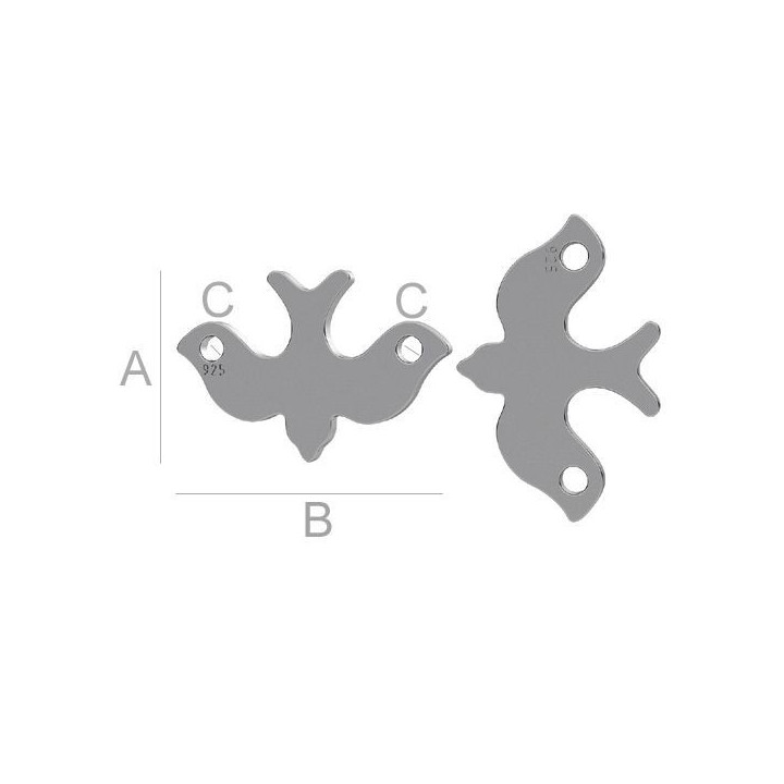 G1896-Link randunica Argint 925 13.50mm-1buc