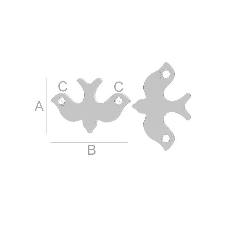 G1896-Link randunica Argint 925 13.50mm-1buc